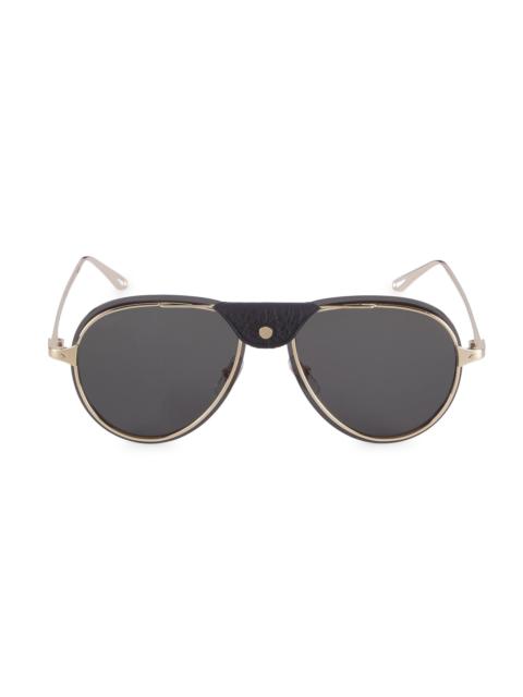 Cartier Men's Core Range 60MM Aviator Sunglasses - Gold Grey