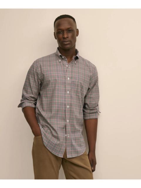 Brooks Brothers Stretch Cotton Non-Iron Twill Button Down Collar, Plaid Sport Shirt