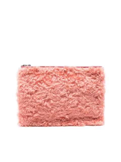 Miu Miu zip-top shearling clutch bag