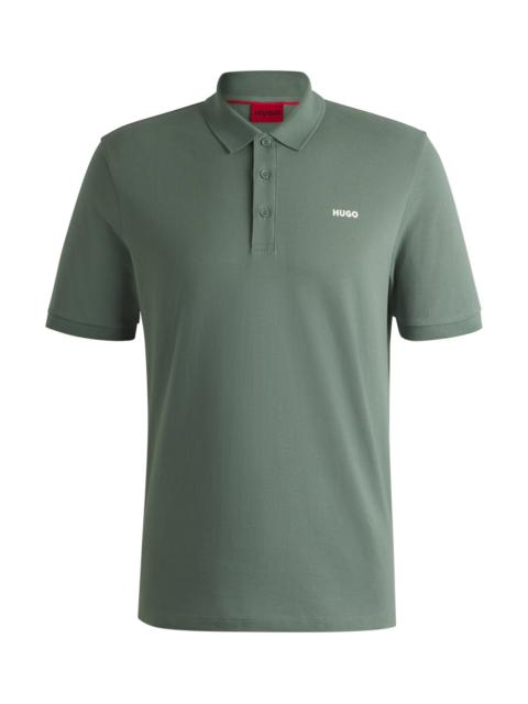 HUGO COTTON-PIQUÉ POLO SHIRT WITH LOGO PRINT
