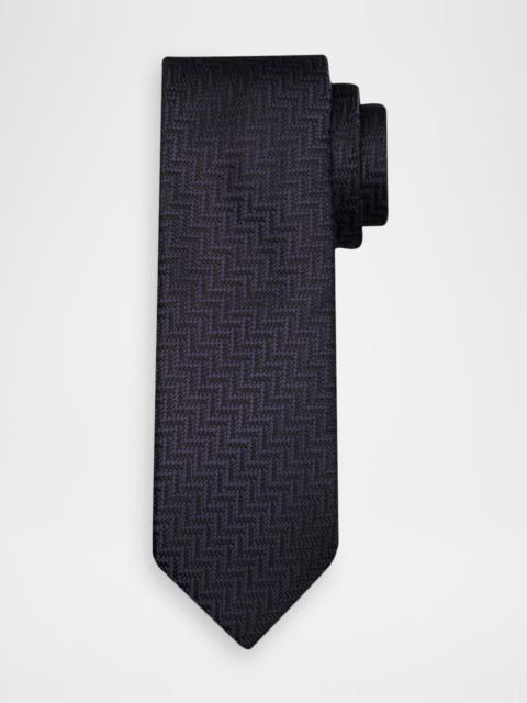 TOM FORD Men & apos;s Diagonal Chevron Silk Tie
