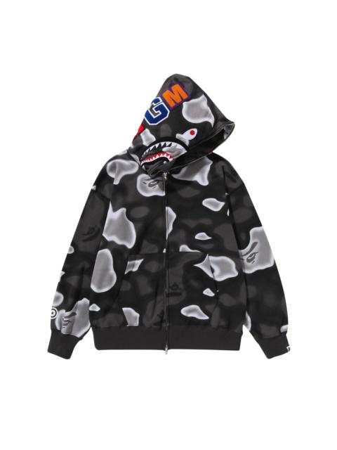 BAPE Liquid Camo Shark Relaxed Fit Full Zip Hoodie 'Black'