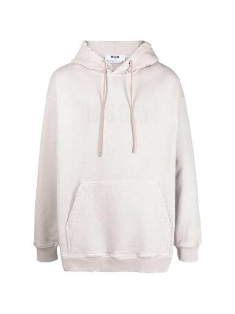tonal logo-print cotton hoodie