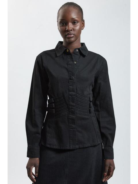 KAREN MILLEN Denim Corset Detail Shirt