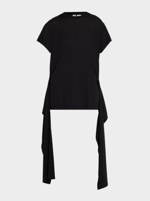 TOTEME Tie-Waist Jersey Short-Sleeve T-Shirt