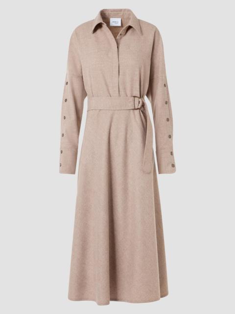 AKRIS Women's Flannel Wool Trench Midi Dress - Oat