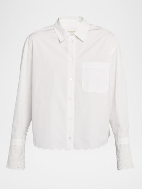 WEEKEND Max Mara Embroidered Scalloped Cotton Poplin Shirt