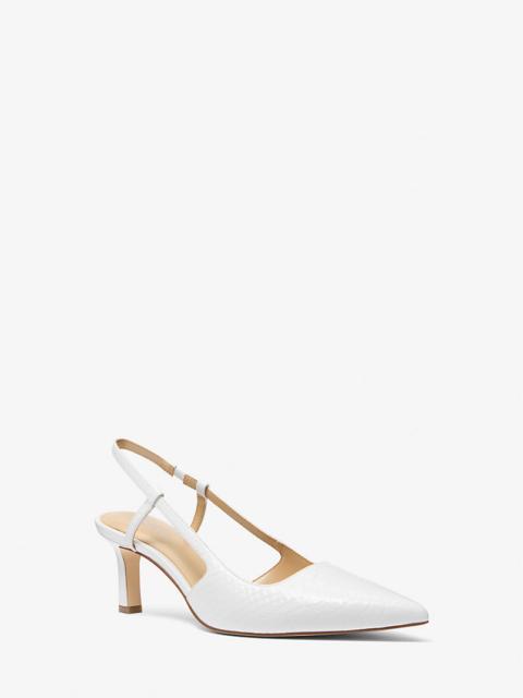 MICHAEL KORS Alora Snake Embossed Leather Slingback Pump