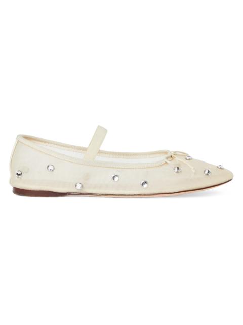 LOEFFLER RANDALL Women's Leonie Crystal Mesh Ballet Flats - Cream