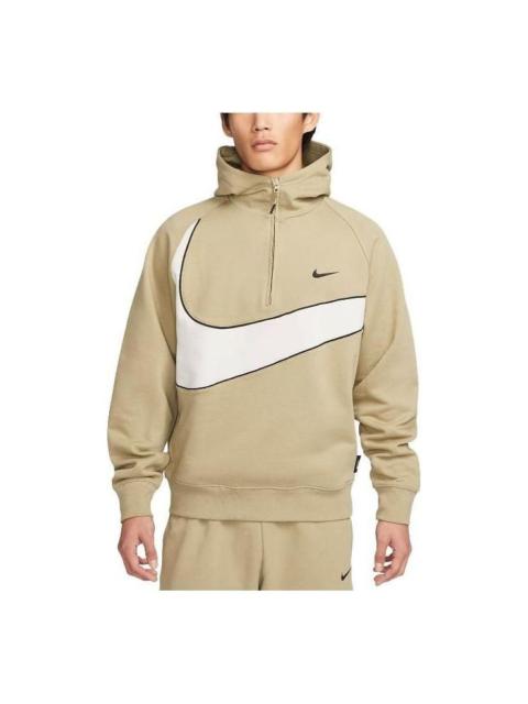 Nike Sportswear Big Swoosh Half Zip Hoodie (Asia Sizing) 'Nautral Olive Light Bone' DX0567-276