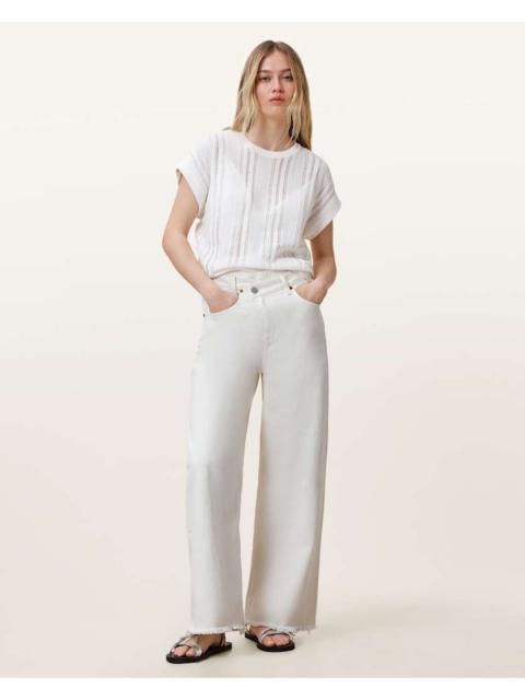 ALLSAINTS AKI CROSSOVER WIDE LEG DENIM JEANS