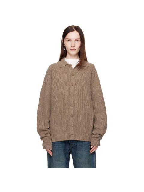 AYA MUSE Brown Relaxed Knit Button Up Cardigan