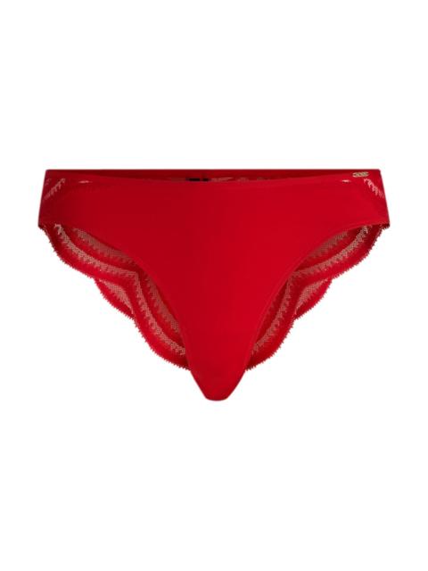 BOSS LACE-TRIM BRIEFS WITH LOGO DETAIL