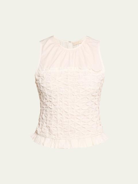 RAMY BROOK Paisley Textured Ruffle-Hem Blouse