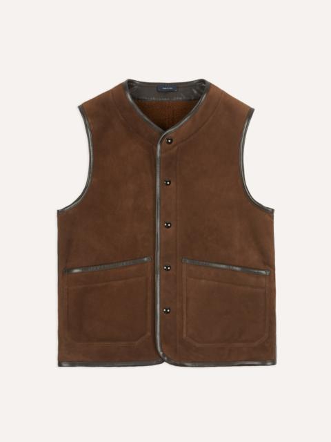 Drake's Brown Suede Shearling Vest