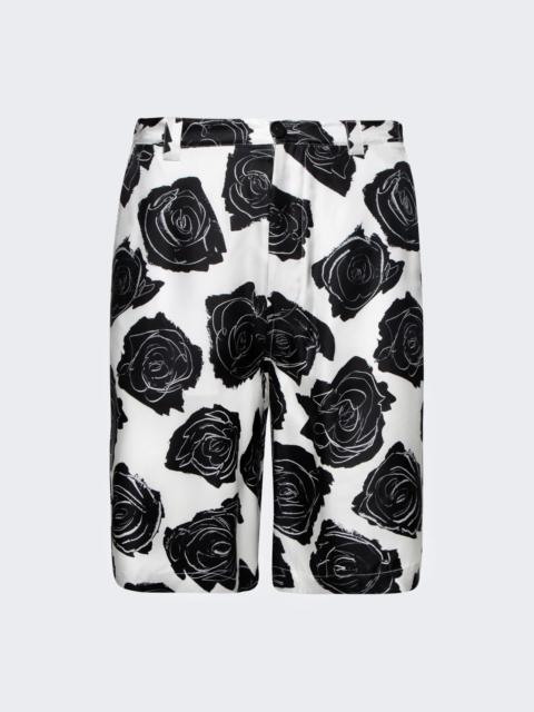 Marni Silk Shorts Lily White And Black Flowers