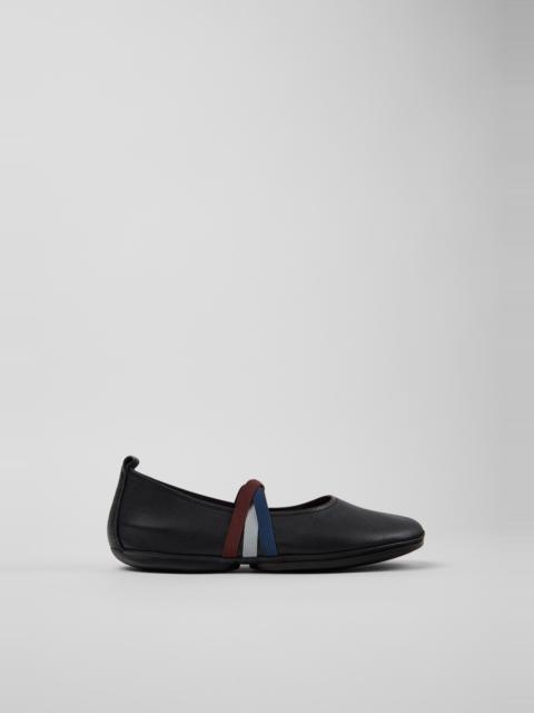 CAMPER Twins Black Leather Ballerina Shoes for Women.