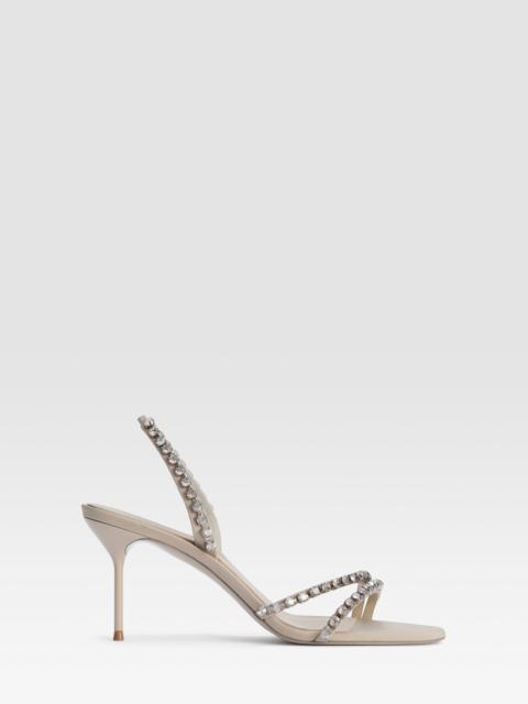 PARIS TEXAS Crepe satin slingback sandal with embroidered studs