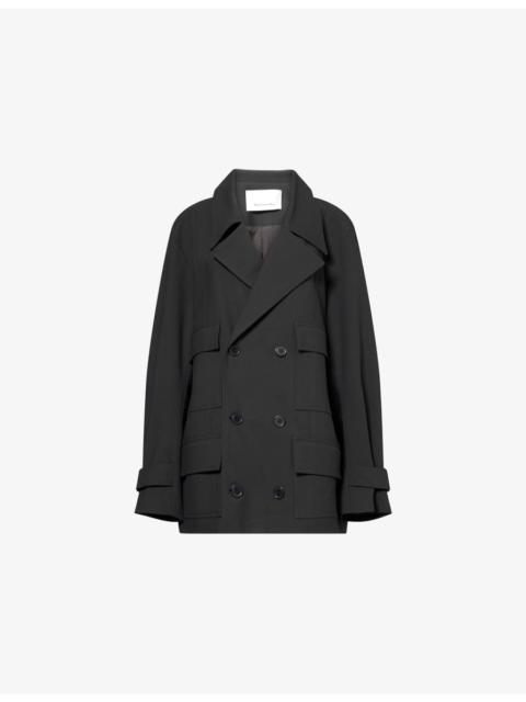 The Frankie Shop Stanton Trapeze Double-Breasted Stretch-Woven Jacket