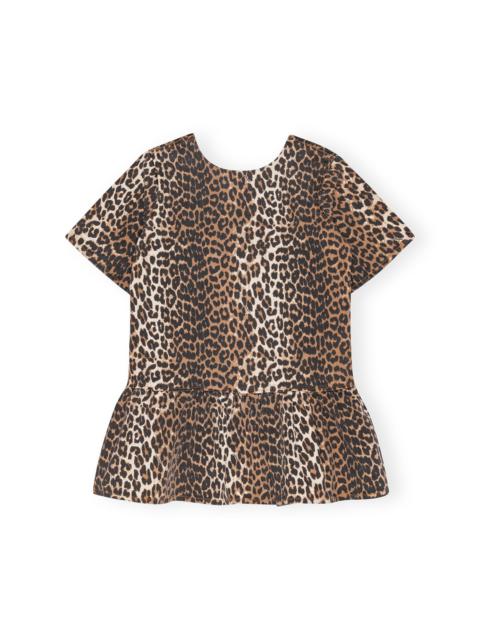 GANNI LEOPARD OPEN-BACK MINI DENIM DRESS