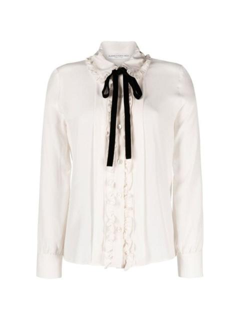 Alessandra Rich Ivory silk shirt with ruffles