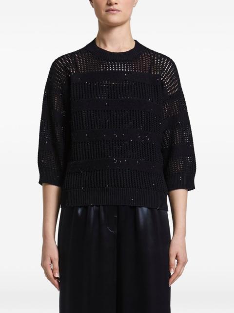PESERICO sequin-embellished open-knit sweater