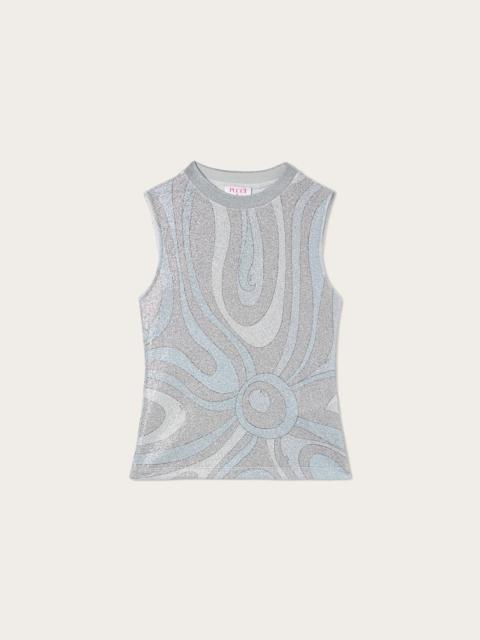 PUCCI MARMO PRINT LAMÉ JERSEY TOP