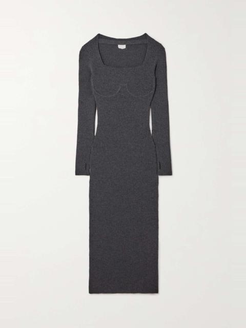 Ribbed wool-blend maxi dress