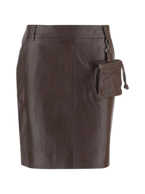 The Garment Soho detachable-pouch leather midi skirt
