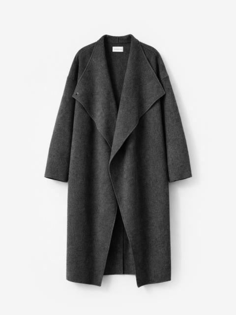 The Frankie Shop Leroy Funnel Neck Wool Coat - Dark Grey Melange