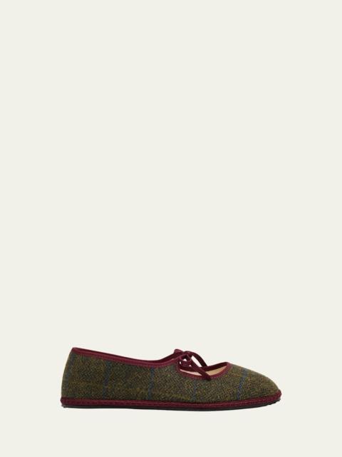 ViBi Venezia Brigitte Wool-Blend Tweed Mary Jane Flats
