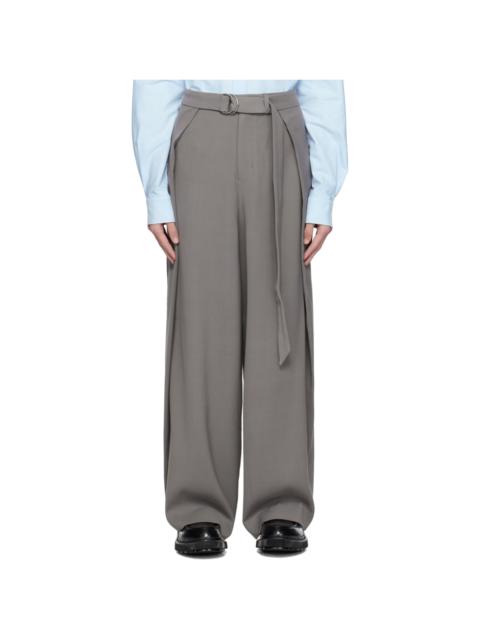 AMI Paris Gray Wide-Leg Trousers