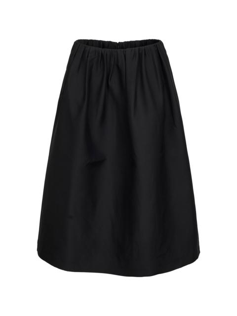 TOTEME Black wool and silk gathered midi skirt
