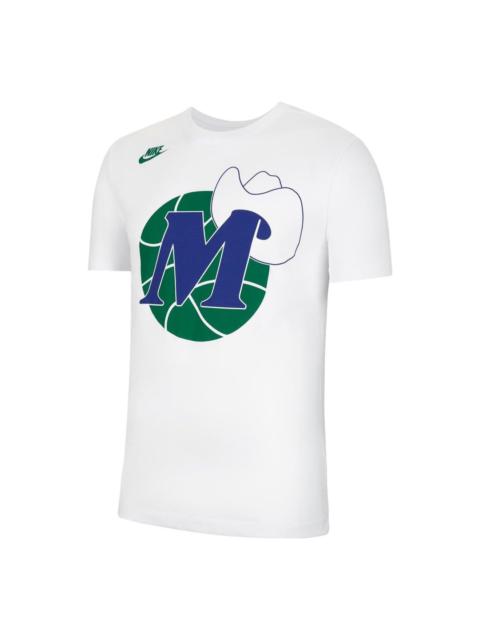 Nike NBA Alphabet Printing Basketball Round Neck Pullover Short Sleeve Dallas Mavericks White CT9922