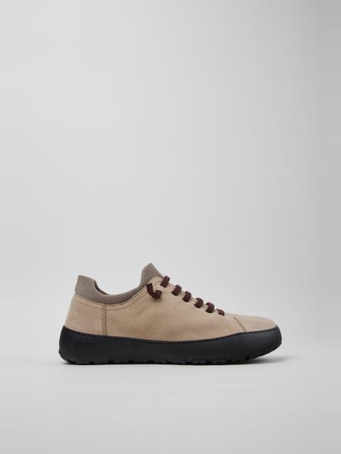 CAMPER Peu Serra Beige Suede and Textile Shoes for Men.