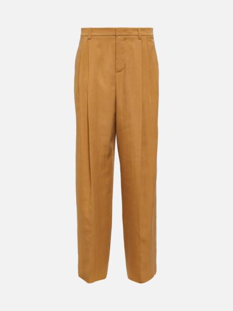Pleated low-rise wide-leg pants