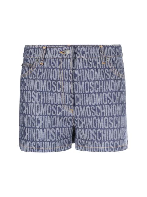 monogram-jacquard denim shorts