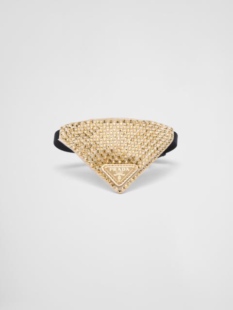 Prada Crystal-studded satin pet collar