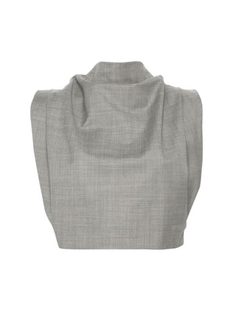 mock-neck wool-blend tank top