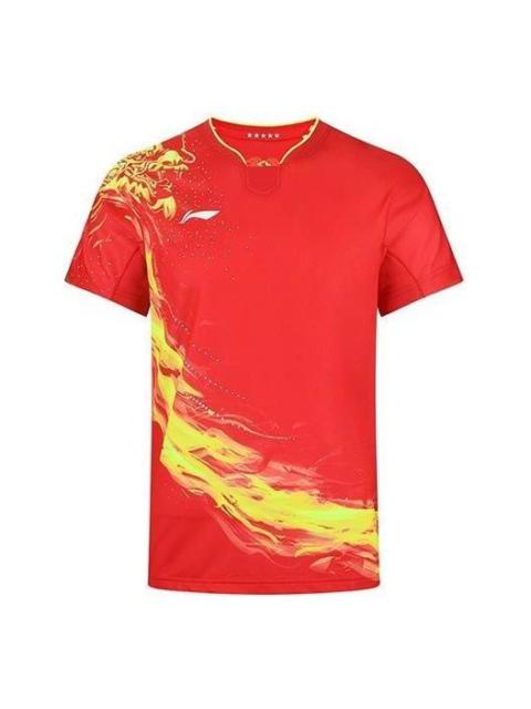 Li-Ning Li-Ning Fast-Dry Table Tennis Dragon T-Shirt 'Red Yellow' AAYR357-1