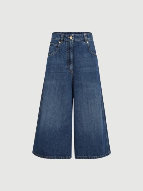 Brunello Cucinelli Authentic denim baggy cropped trousers with monili