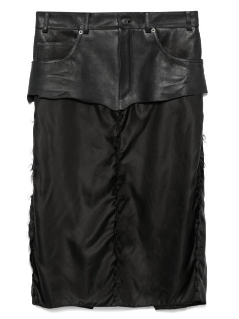 BALENCIAGA leather-panel midi skirt