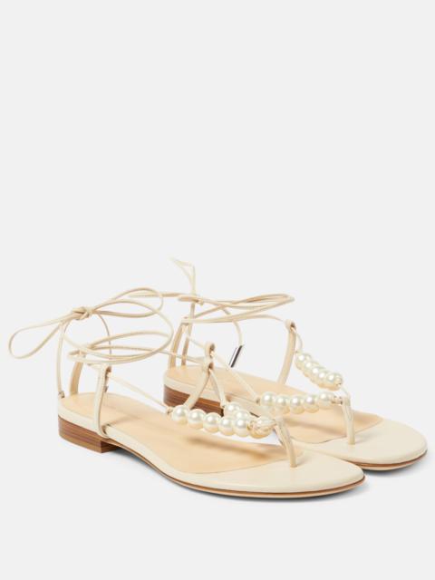 MAGDA BUTRYM Faux-pearl embellished leather sandals