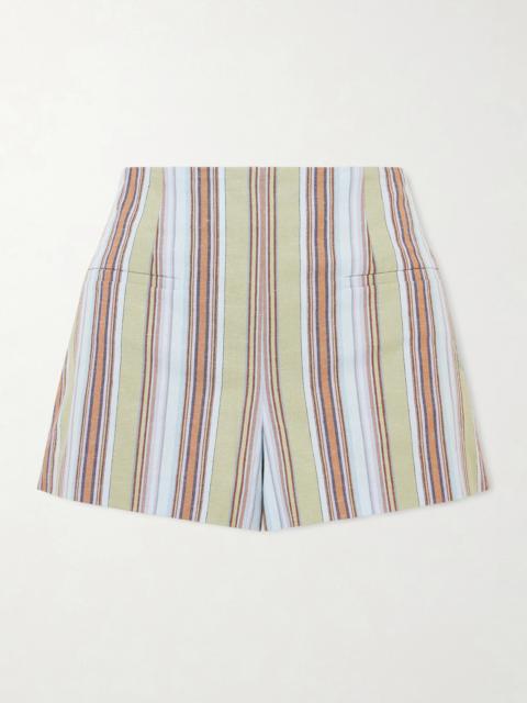 FAITHFULL Aurora Striped Cotton And Linen-blend Shorts
