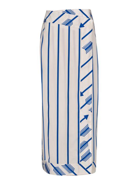 Mar De Cortes Wrap-Front Cotton Midi Skirt stripe