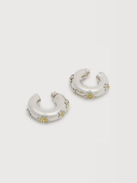 Marni YELLOW RHINESTONE DAISY HOOP EARRINGS