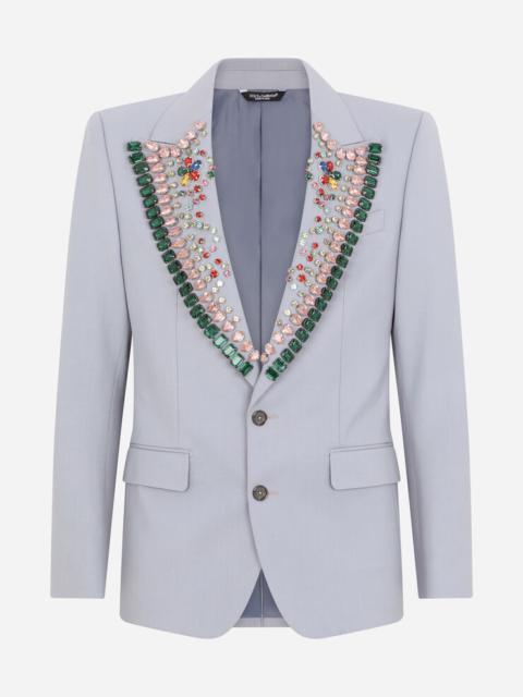 Stretch wool Sicilia-fit jacket with crystal embellishment