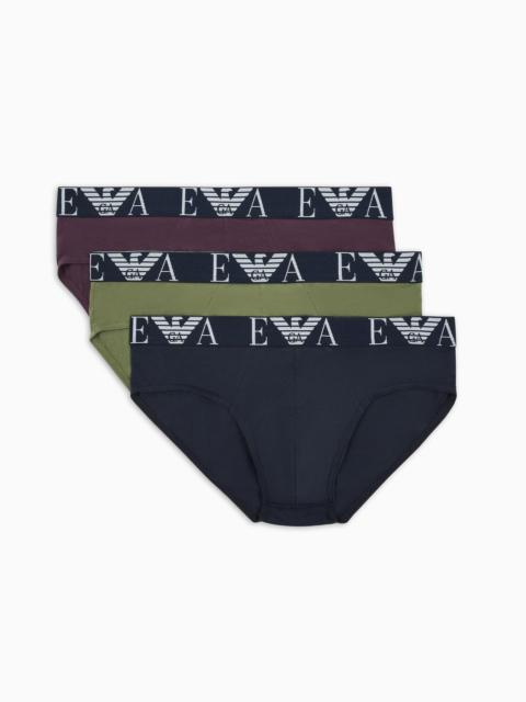 EMPORIO ARMANI Three-pack of briefs with bold monogram logo