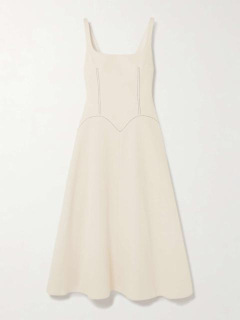 EMILIA WICKSTEAD Esha topstitched cotton-blend midi dress