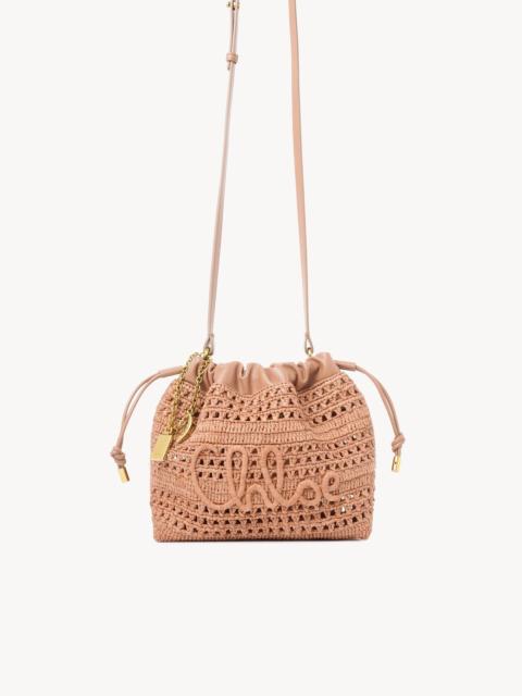 Chloé MINI SUMMER BANANA DRAWSTRING SHOULDER BAG IN RAFFIA